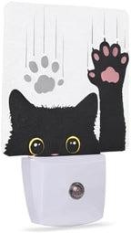 Black Cat Night Light,Cute Funny Cat Night Lights Plug into Wall for Boys Girls, Led Lamp for Stairway/Hallway/Bedroom 0.5W Nightlight Sleep Friendly