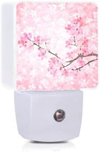 Cherry Blossoms Night Light,Spring Flower Night Lights Plug into Wall with Dusk to Dawn Light Sensors 0.5W Dim Night-Lights for Bedroom