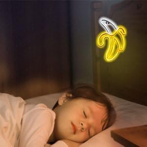 ENUOLI LED Banana Neon Signs Decorative Neon Light USB or Battery Operated for Home Banana Night Light Art Banana Neon Wall Decor Lights for Home Wedding Birthday Party Kids Room Living Room Holiday