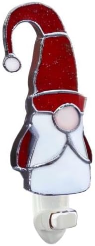 CHEZBABY Stained Glass Night Light Plug into Wall Lamp Decorative Accent Nightlight for Hallway Bedroom Bathroom Kitchen Home Décor(Christmas Elf)