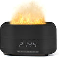 Aroma Diffuser with Bluetooth Speaker, 5-in-1 Essential Oil Diffuser Flickering Flame, 400mL Humidifier LED Clock Remote, Quiet for Bedroom Home Office Auto Shut-Off Gift (Black)