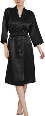 JEERLEEP Womens Silky Satin Robe Nine-quarter Sleeve Casual Sleepwear Party clothes Loungewear