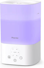 Pharata Humidifiers for Bedroom Home, 3.5L Top Fill Air Cool Mist Humidifiers for Baby Large Room Indoor Plants Nursery, Night Light, White