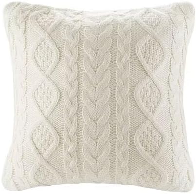 DOKOT Decorative Knit Throw Pillow Cover Chiristmas Farmhouse Sweater Square Warm Cushion Cover for Couch, Bed, Home Accent Decor (Cream, (18x18 inches(45x45cm))