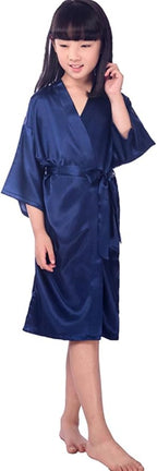 QXQTER Silky Satin Robes for Kids Girls Flower Girl Robe for Wedding Bridal Party with Gold Glitters