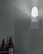 Night Light Plug into Wall, Spring Summer Flowers Floral Leaves Striped Lines Orange Green Peach White Popsicle Shape Night Light LED Nightlight with Light Sensors for Kids Bedroom Hallway