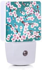 Spring Flowers Night Light,Cherry Blossom Night Lights Plug into Wall Dusk to Dawn Sensor Led Lamp for Women Men,Led Lights for Stairway/Hallway/Bedroom