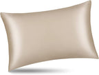 ALASKA BEAR Natural Silk Pillowcase, Hypoallergenic, 19 Momme, 600 Thread Count 100 Percent Mulberry Silk, King Size with Hidden Zipper (1,Champagne Gold)