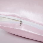 Satin Pillowcases with Zipper （20x26）,Standard Size Pillowcases Set of 2, Pink Silk Pillowcase for Hair and Skin
