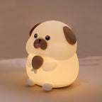 S NMT Cute Dog Silicone Night Light 7 Colors Changeable 3 Brightness Rechargeable Timing Sleeping Lamp Kawaii Cordless Night Lights for Kids Room Decor