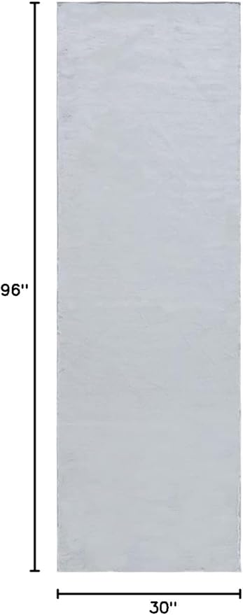 SAFAVIEH Washable Rug Faux Rabbit Fur Shag Collection - 2'6" x 8' Runner, Silver, Slip Resistant & Easy Cleaning, Ideal for Living Room, Hallway, Foyer, Nursery, Bedroom, Boys & Girls Room (FRF976G)