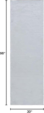 SAFAVIEH Washable Rug Faux Rabbit Fur Shag Collection - 2'6" x 8' Runner, Silver, Slip Resistant & Easy Cleaning, Ideal for Living Room, Hallway, Foyer, Nursery, Bedroom, Boys & Girls Room (FRF976G)