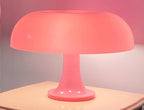 25W Pink Mushroom Lamp, LED Retro Table Lamp with 3 Color Temperatures and 4 Bulbs, Mid Century Modern Nightstand Light for Bedroom, Living Room, Office Aesthetic Decor, US Plug Powered, E14 Sockets
