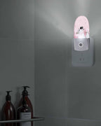 Night Light Plug into Wall, Winter Xmas Happy Snowman Grey Buffalo Checked Christmas Tree Snowflake Peach Popsicle Shape Night Light LED Nightlight with Light Sensors for Kids Bedroom Hallway