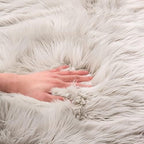 EasyJoy Ultra Soft Fluffy Shaggy Area Rug Faux Fur, Chair Cover, Fuzzy Seat Pad for Bedroom Floor Sofa Living Room (2 x 6 ft Sheepskin, Light Grey)