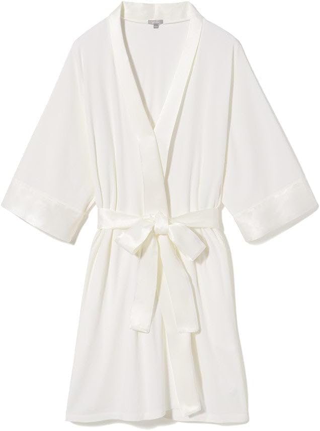 PJ Harlow Womens Shala-rib Knit Camono Robe With Satin Belt and Trim