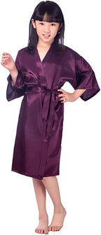 QXQTER Silky Satin Robes for Kids Girls Flower Girl Robe for Wedding Bridal Party with Gold Glitters