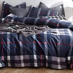 CLOTHKNOW Blue Plaid California King Comforter Set Buffalo Tartan Bedding Comforter Sets Soft Blue White Grey Grid Comforter with 2 x Pillow Cases