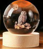 Large 3D Owl Crystal Ball Night Light, Figurines in Crystal Lamp 16 Color Changing with Remote Control for Bedroom Decor, for Teens Boys and Girls, Owl