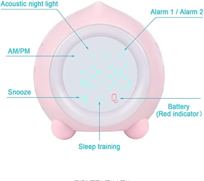 Peach Shape Alarm Clock Smart Mini Multi-Function LED Digital Clock Sleep Night Lights Mute Alarm Clocks (Color : B)