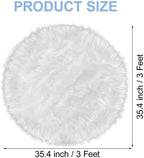 3 ft Fluffy White Round Rug for Bedroom Living Room, Soft Furry White Circle Rug for Kids Room Shaggy Circular Carpet for Nursery Teen's Room, Fuzzy Plush Rug for Dorm
