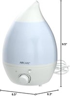 AIRCARE Ultrasonic Cool Mist Humidifier,Whisper-Quiet, Multi Color LED Light, Aroma Therapy Essential Oil Diffuser for Home, Bedroom, Baby, Nursery, Yoga, Spa and Office (white, .33 gal)