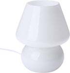 BSOD Mushroom lamp,Glass Mushroom Bedside Table Lamp Translucent Murano Vintage Style Striped Small Nightstand Desklamp Swirl Light for Home Decor, Dining, Living, Bedroom, Gift (Matte White)