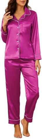 U2SKIIN Women Silk Pajamas Set, Long Sleeve Satin Pajamas for Women Sleepwear Button Down Pjs Set Two-piece