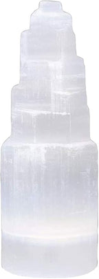 WBM Selenite Crystal Skyscraper Tower 15cm Long, Natural Healing & Calming Effects, Moroccan Crystal Without Cord for Home Decor 3-5 Lbs