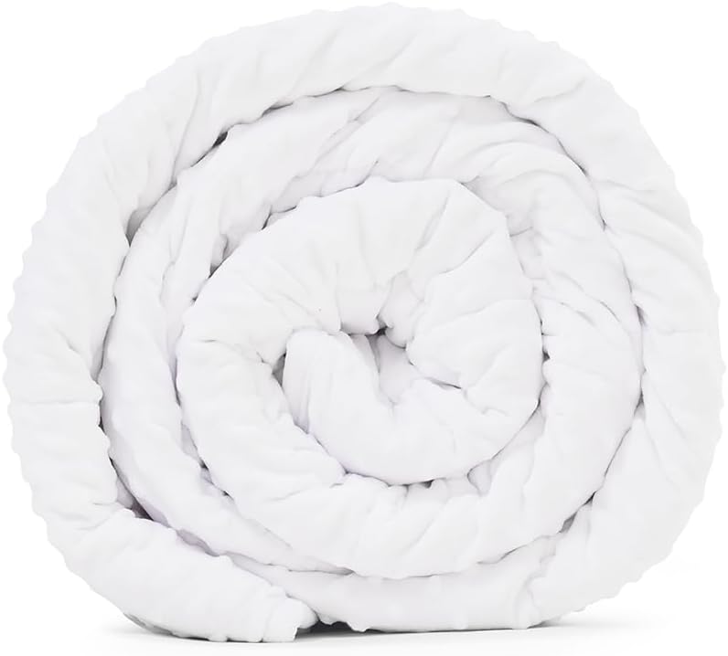 TONGDADA Minky Weighted Blanket | 40''x60'',7lbs | Cozy and Soft Minky Weighted Throw Blanket | Luxury Velvet with Premium Glass Beads | White Minky