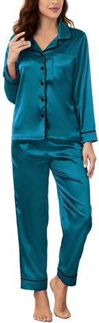 U2SKIIN Women Silk Pajamas Set, Long Sleeve Satin Pajamas for Women Sleepwear Button Down Pjs Set Two-piece