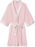 PJ Harlow Womens Shala-rib Knit Camono Robe With Satin Belt and Trim