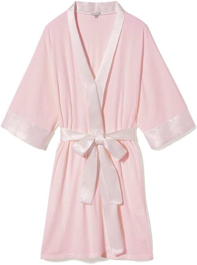 PJ Harlow Womens Shala-rib Knit Camono Robe With Satin Belt and Trim