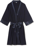 PJ Harlow Womens Shala-rib Knit Camono Robe With Satin Belt and Trim