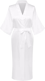 Womens Long Silky Robe Satin Kimono Robes Silk Bathrobe for Wedding Party Full Length Dressing Gown