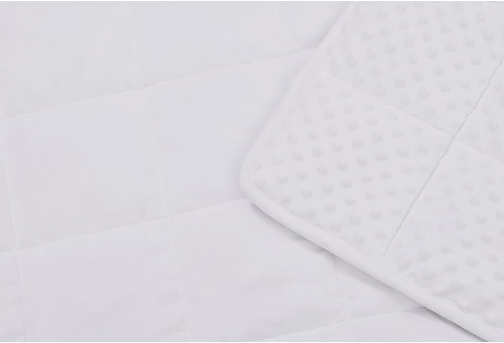TONGDADA Minky Weighted Blanket | 60''x80'',15lbs | Cozy and Soft Minky Weighted Throw Blanket | Luxury Velvet with Premium Glass Beads | White Minky