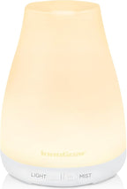InnoGear Essential Oil Diffuser, Ultrasonic Diffusers for Home Aromatherapy Humidifier for Bedroom Room 7 Colors LED 2 Mist Mode Auto Off, Basic White