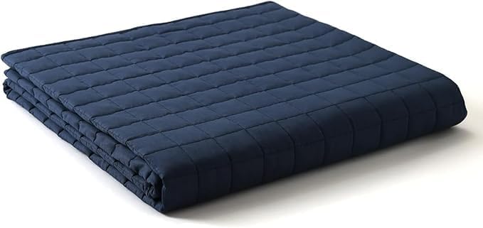 YnM Cotton King Size Weighted Blanket for Adults (88x104 Inches, 25 Pounds, Navy), Smallest Compartments with Cooling Glass Beads,Heavy Blanket for Two Persons of 140~240lbs on Queen or King Bed
