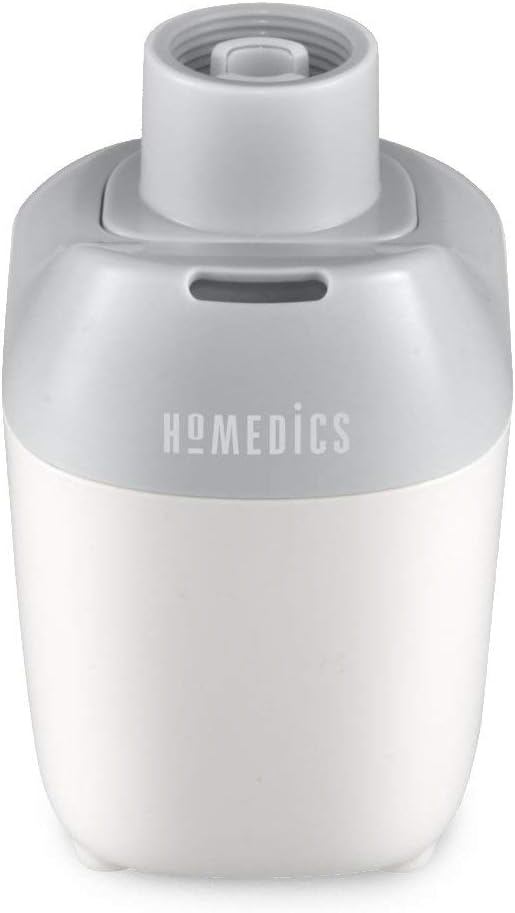 Homedics Ultrasonic Portable Humidifier – Small Air Humidifiers for Bedroom, Plants, Office, Travel – Cool Mist Humidifiers, Uses Standard Water Bottle, White