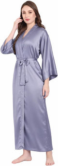 Silk Robes for Women Ankle Length Satin Kimono Robes with Belt Bridemaids Sleepwear Bachelorette Nightgown
