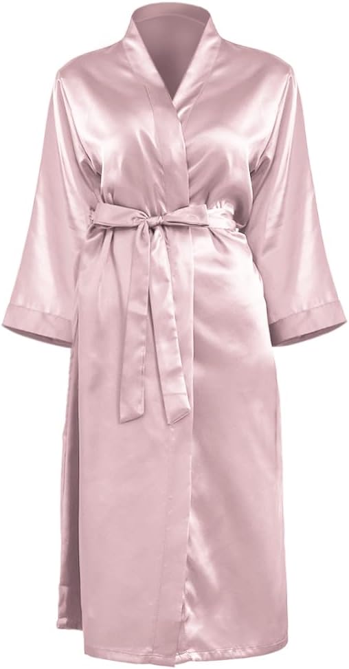 JEERLEEP Womens Silky Satin Robe Nine-quarter Sleeve Casual Sleepwear Party clothes Loungewear