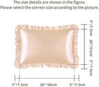 Silky Satin Ruffled Pillow Cases for Hair and Skin,Champagne Silk Pillowcases King Set of 2 with Envelope Closure Princess Room