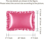 Peach RedSatin Ruffled Pillow Cases for Hair and Skin,Peach Red Silk Pillowcases Standard Set of 2 with Envelope Closure Princess Room Decoration