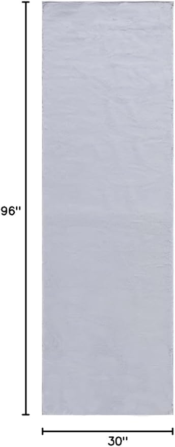 SAFAVIEH Washable Rug Faux Rabbit Fur Shag Collection - 2'6" x 8' Runner, Light Grey, Slip Resistant & Easy Clean, Ideal for Living Room, Hallway, Foyer, Nursery, Bedroom, Boys & Girls Room (FRF976F)