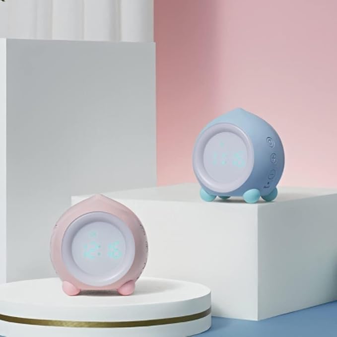 Peach Shape Alarm Clock with Sleep Night Light, Smart LED Digital Clock with Snooze, Timer, & 7 Color Options – USB Charging