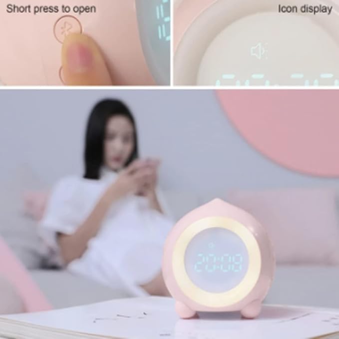 Peach Shape Alarm Clock Smart Mini Multi-Function LED Digital Clock Sleep Night Lights Mute Alarm Clocks (Color : A)