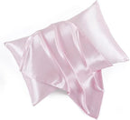 Satin Pillowcases with Zipper （20x26）,Standard Size Pillowcases Set of 2, Pink Silk Pillowcase for Hair and Skin
