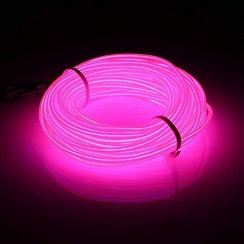 JIGUOOR EL Wire Battery Pack 9.8ft / 3m Bright Neon Light Strip 360° Illumination Neon Tube Rope Lights for DIY, Festival, Party Decoration, Pub, Halloween, Chrismas (9.8ft / 3m, Pink)