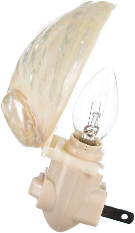 Nautical Crush Trading Seashell Night Light – Beach Night Light with Pearled Abalone – Shell Light for Bathroom – Sea Shell Lamp – Seashell Lamp Plug Into Wall