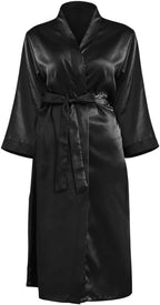 JEERLEEP Womens Silky Satin Robe Nine-quarter Sleeve Casual Sleepwear Party clothes Loungewear